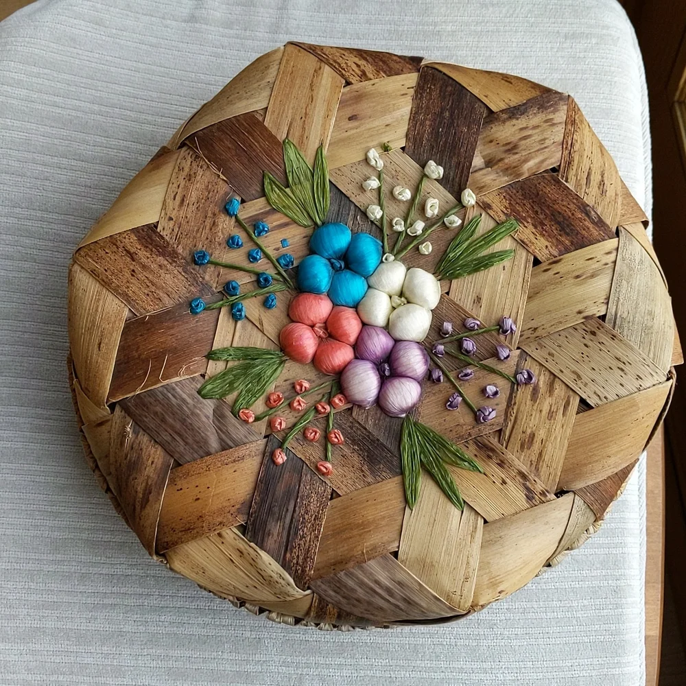 Vintage Floral Woven Tropical Versatile Nature Basket